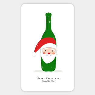 Santa claus and green bottle with christmas lights bulbs Sticker